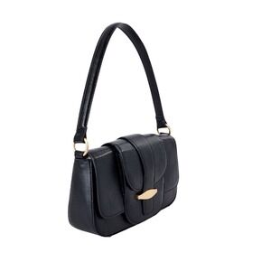 Time And True Shoulder Bag Women OS Black New Lizard Embossed Baguette Snap Magn